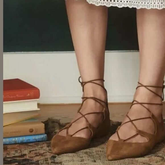 Loeffler Randall Brown Suede Lace Up Ballet Flats - Picture 10 of 10